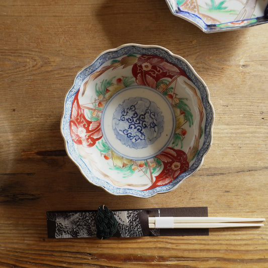 爽やかな赤絵と染付のなます皿 - Kotto Shop