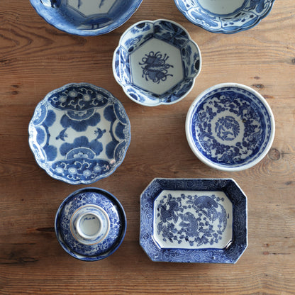 藍の印判窓絵茶碗 - Kotto Shop