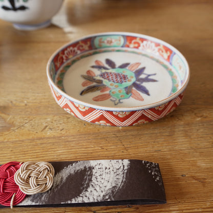 【甘手】柘榴柄のパステル九谷皿 - Kotto Shop