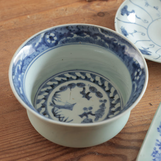 藍と青磁の色味が美しい古伊万里染付鉢 - Kotto Shop