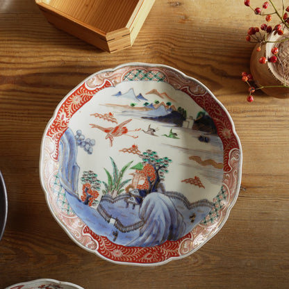 山水と鶴の景色絵 八寸皿 - Kotto Shop