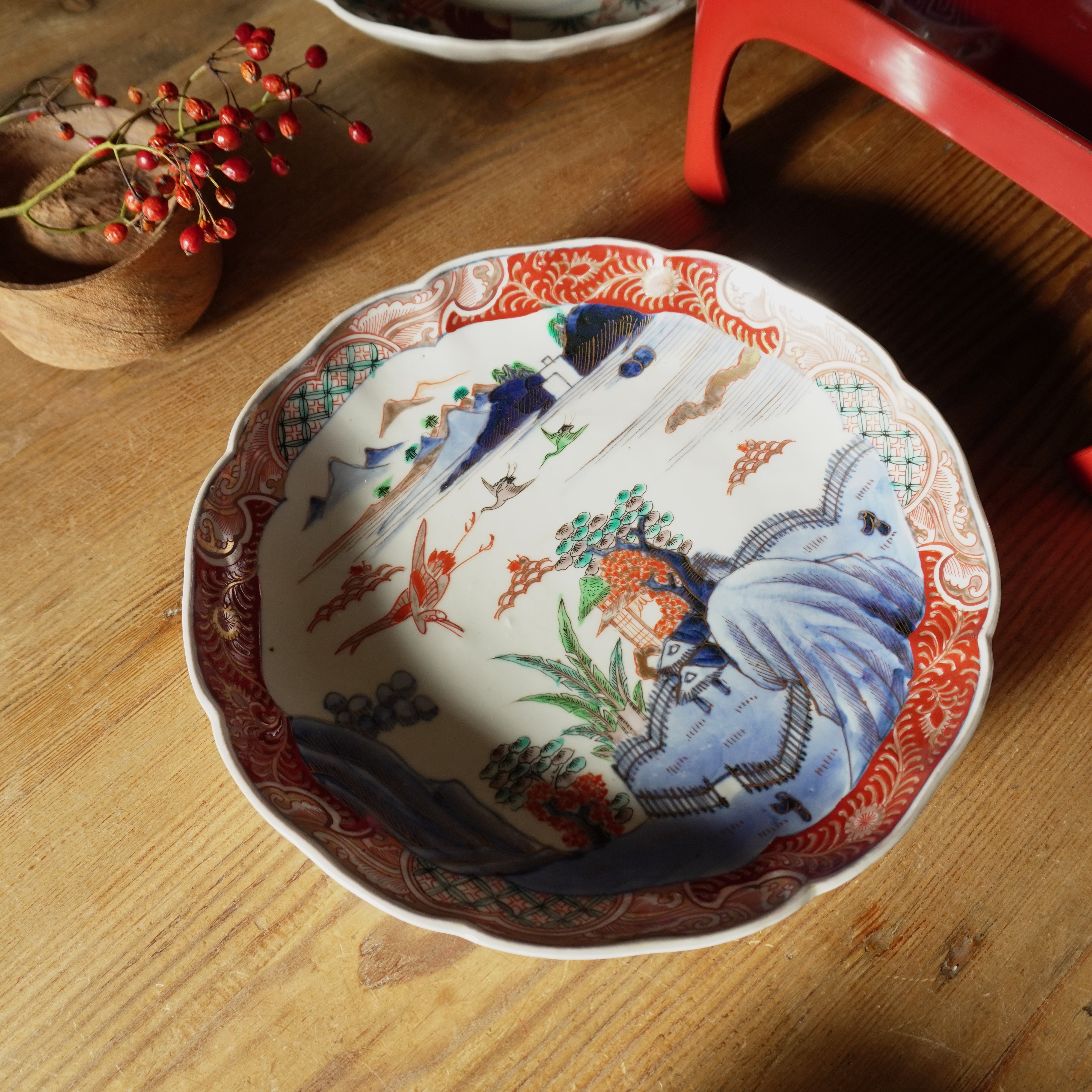 山水と鶴の景色絵 八寸皿 – Kotto Shop