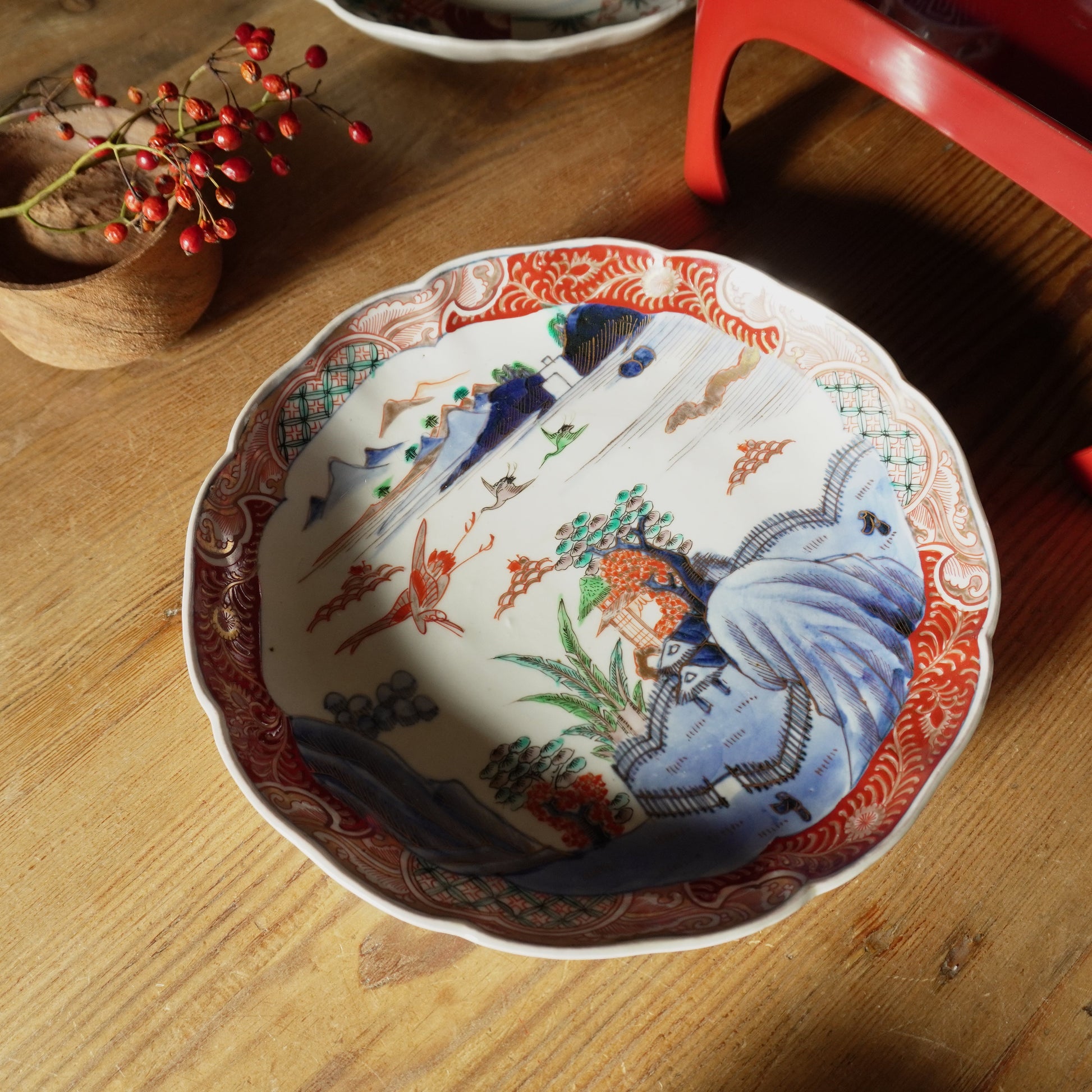 山水と鶴の景色絵 八寸皿 - Kotto Shop