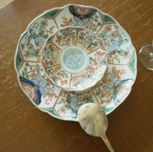 淡色鶴に竹梅図大皿 - Kotto Shop
