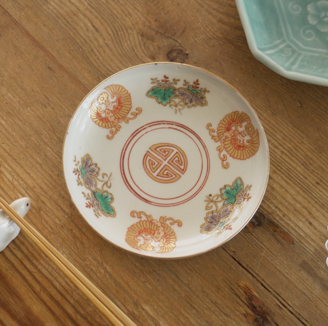 【断捨離】備前焼　色備前　色絵　せんべい皿　豆皿　小皿　鳳凰文　3枚組 淡色色絵の鳳凰と桐図小皿 – Kotto Shop