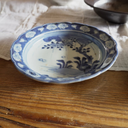 古伊万里染付輪花縁皿 - Kotto Shop