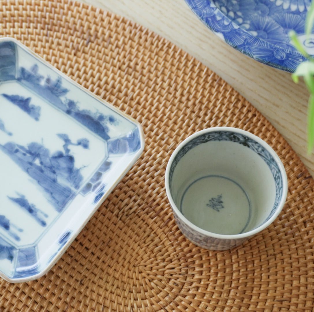 市松紋染付蕎麦猪口 - Kotto Shop