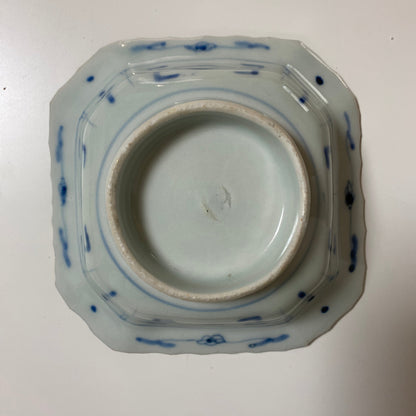 【ざらつきあり】美しい淡いブルーに朱が映える重ね四角鉢 - Kotto Shop