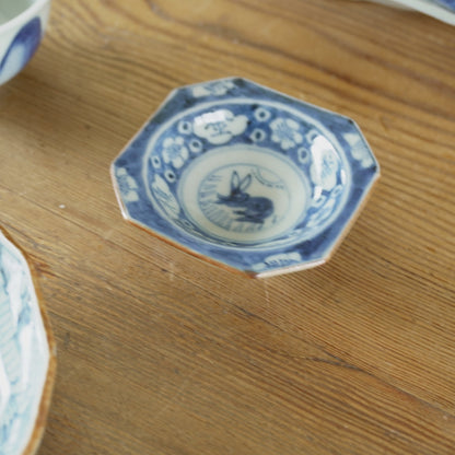 月夜のうさぎ　染付八角豆皿 - Kotto Shop