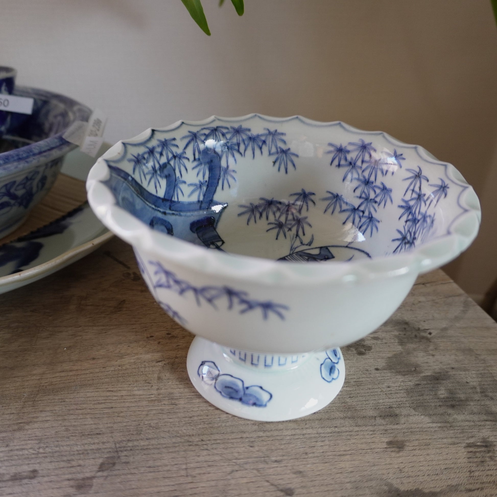 書院から見える景色を描いた染付盃洗 - Kotto Shop