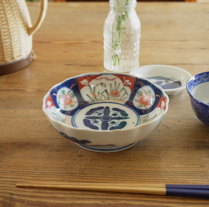 輪花が可愛い染付赤絵なます皿 - Kotto Shop