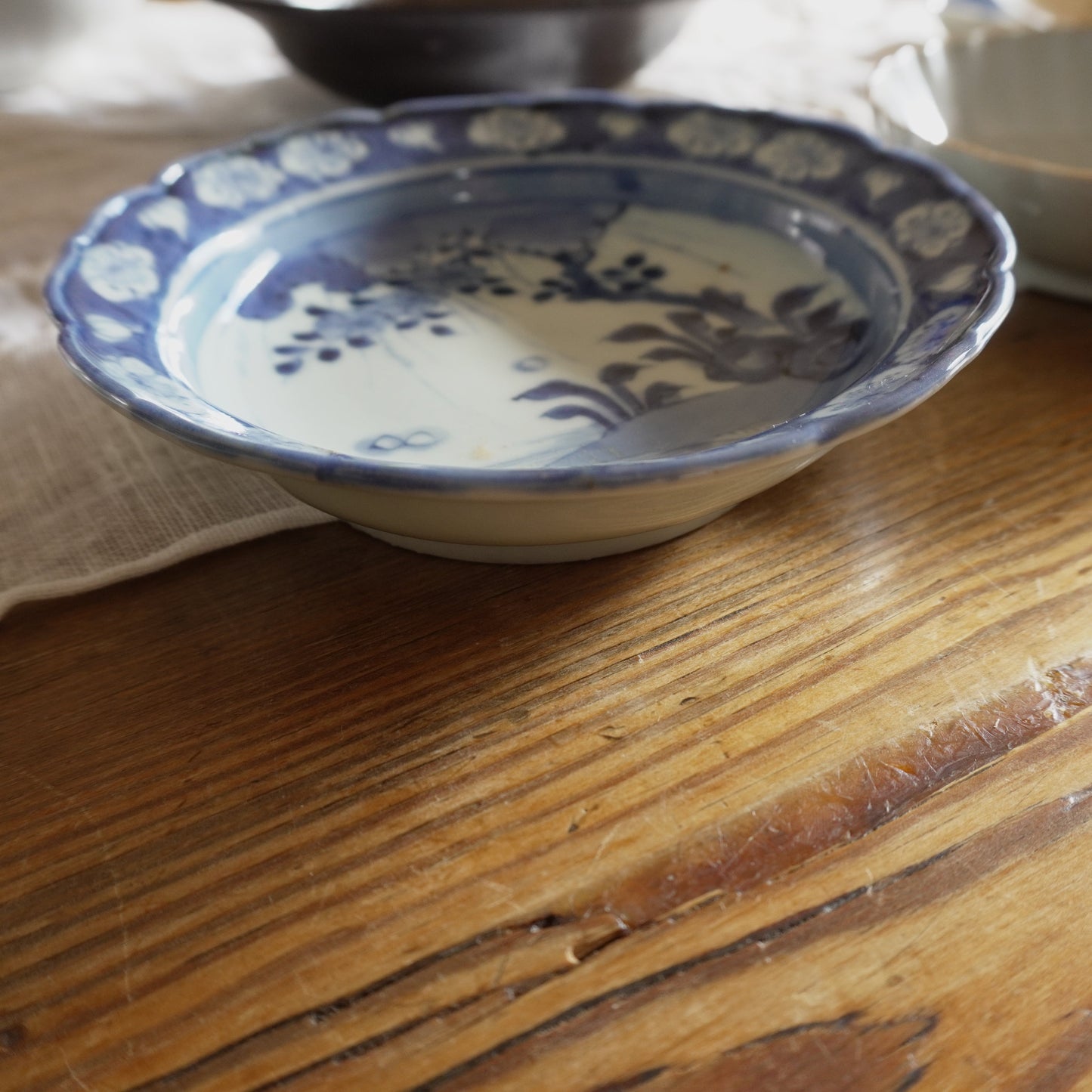 古伊万里染付輪花縁皿 - Kotto Shop