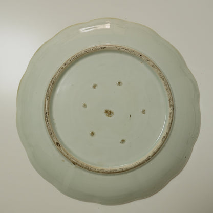山水風景の輪花染付大皿 - Kotto Shop