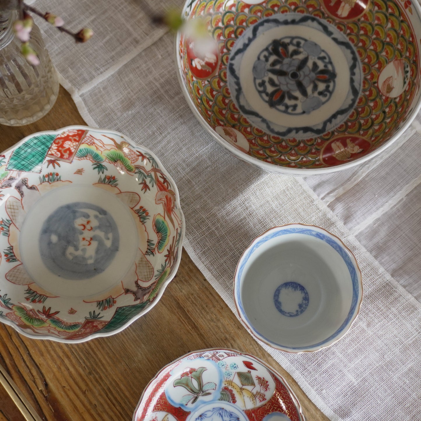 鶴に松が浮かぶ淡い色味のなます皿 - Kotto Shop