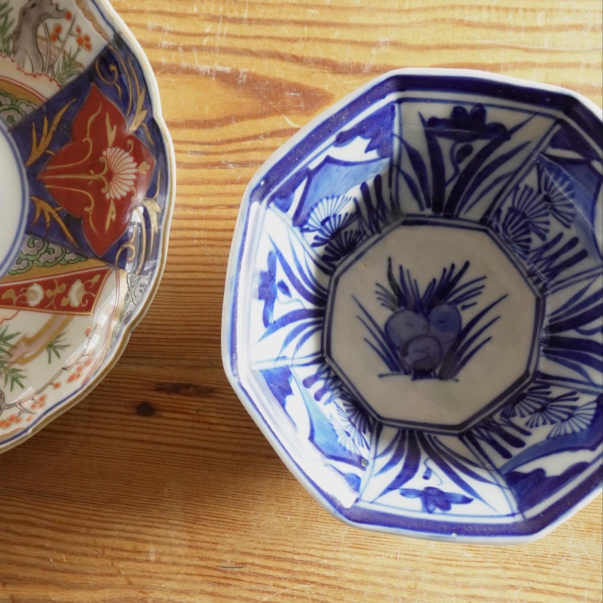 蘭と富士の描かれた八角中鉢 - Kotto Shop