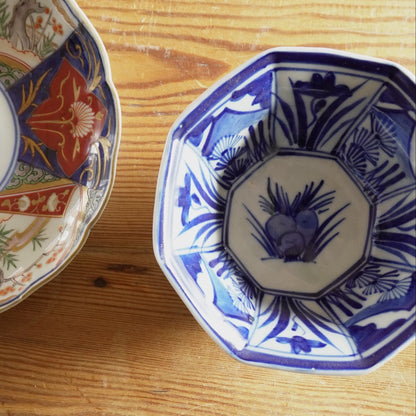 蘭と富士の描かれた八角中鉢 - Kotto Shop