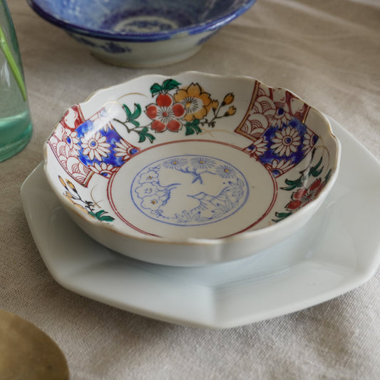 朱と藍が踊る花の輪なます皿 - Kotto Shop