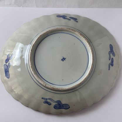 レースのような赤絵と染付の楕円大皿 - Kotto Shop