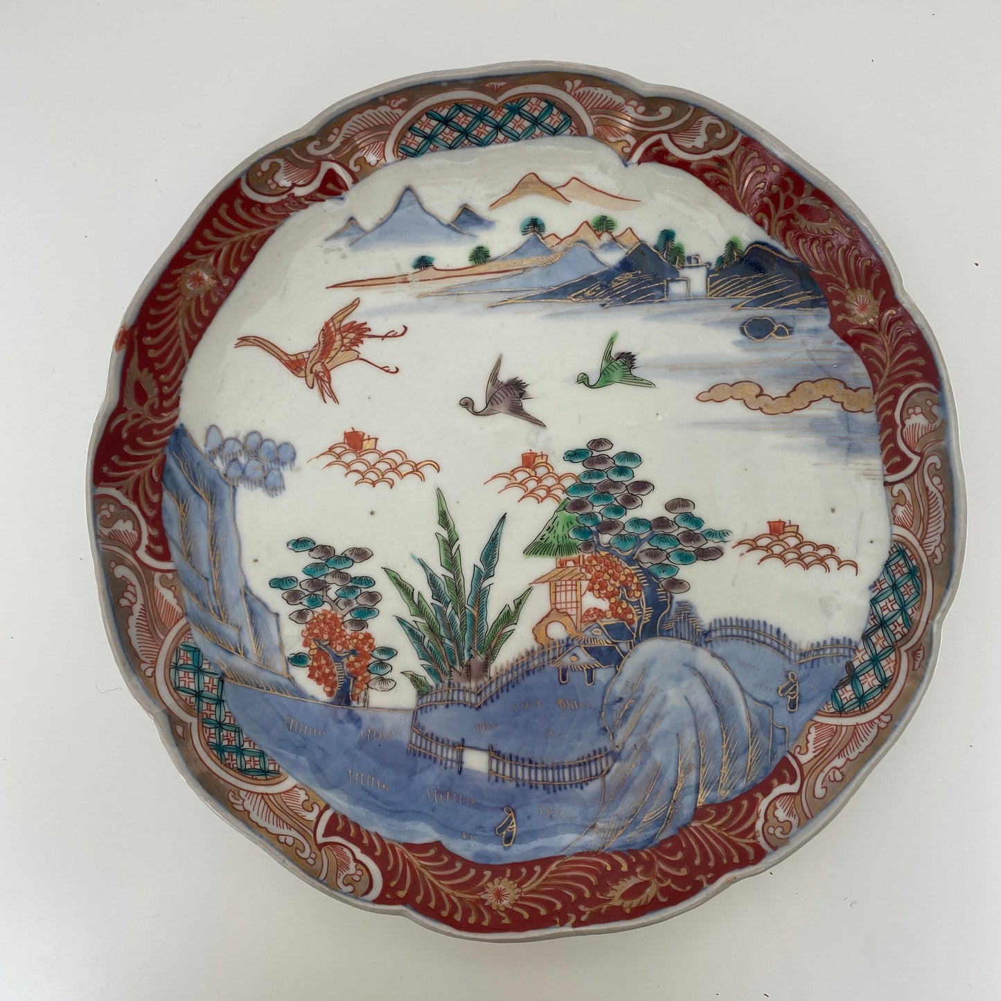 山水と鶴の景色絵 八寸皿 - Kotto Shop
