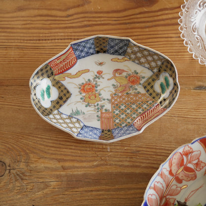 吉祥を重ねた色絵変形向付 - Kotto Shop