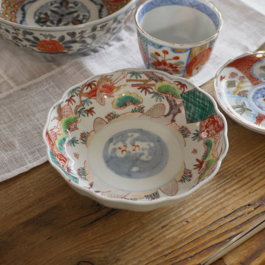 鶴に松が浮かぶ淡い色味のなます皿 - Kotto Shop