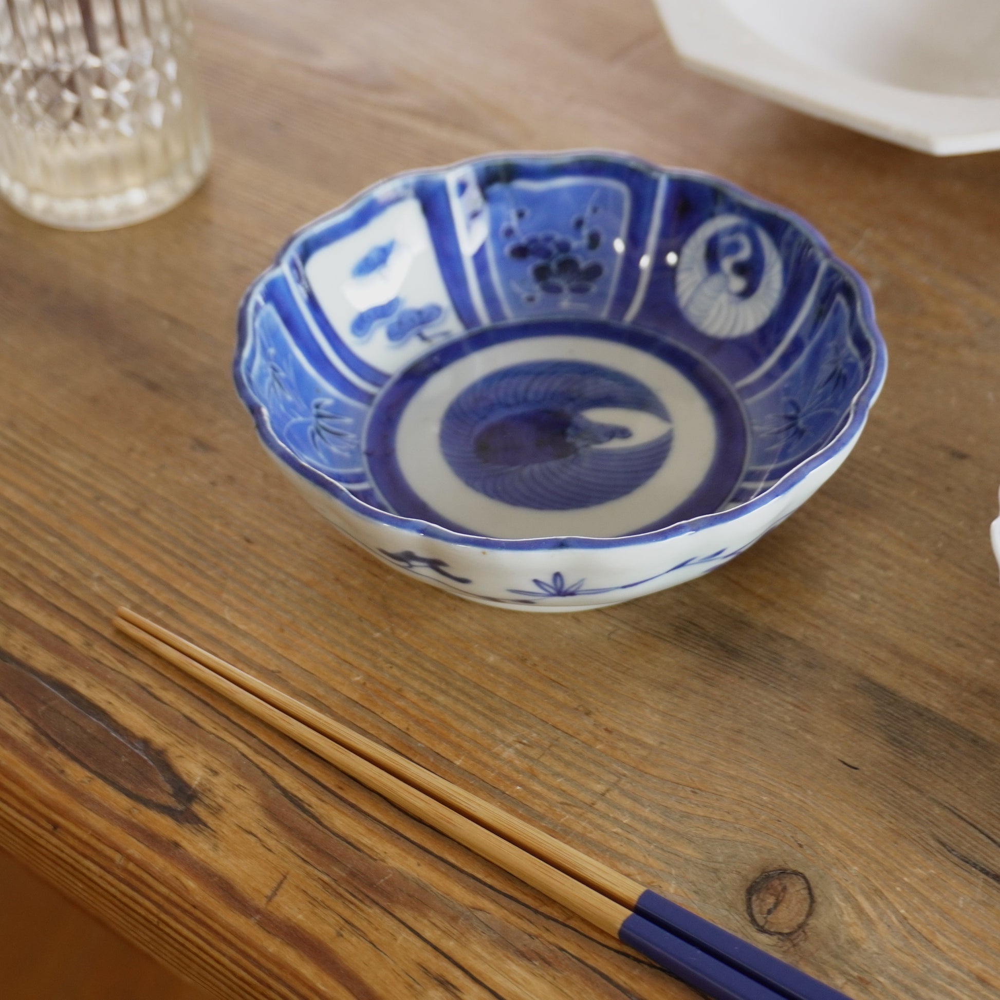 濃いブルーが映える、鶴亀なます皿 - Kotto Shop