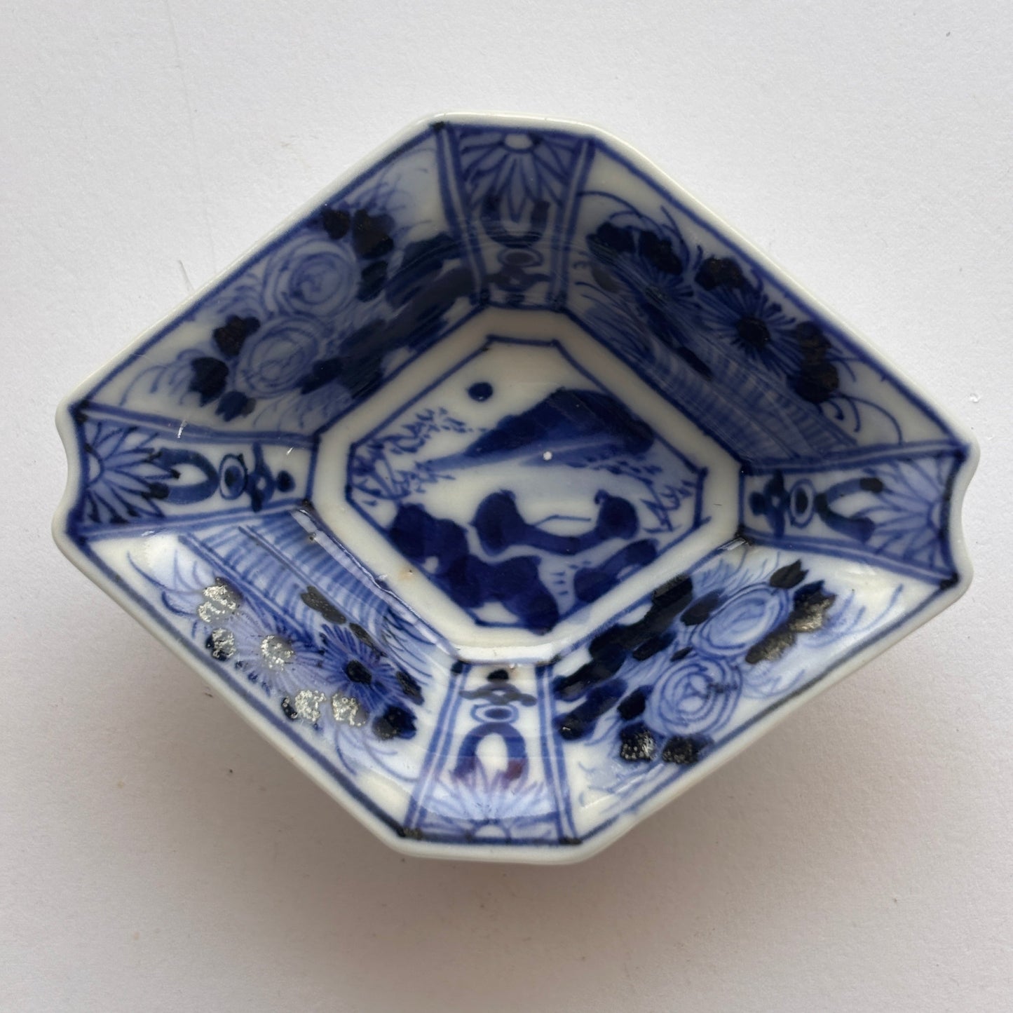 山水草花の菱形豆皿 - Kotto Shop
