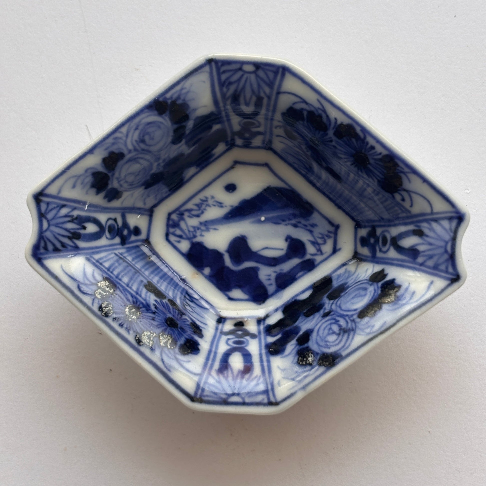 山水草花の菱形豆皿 - Kotto Shop