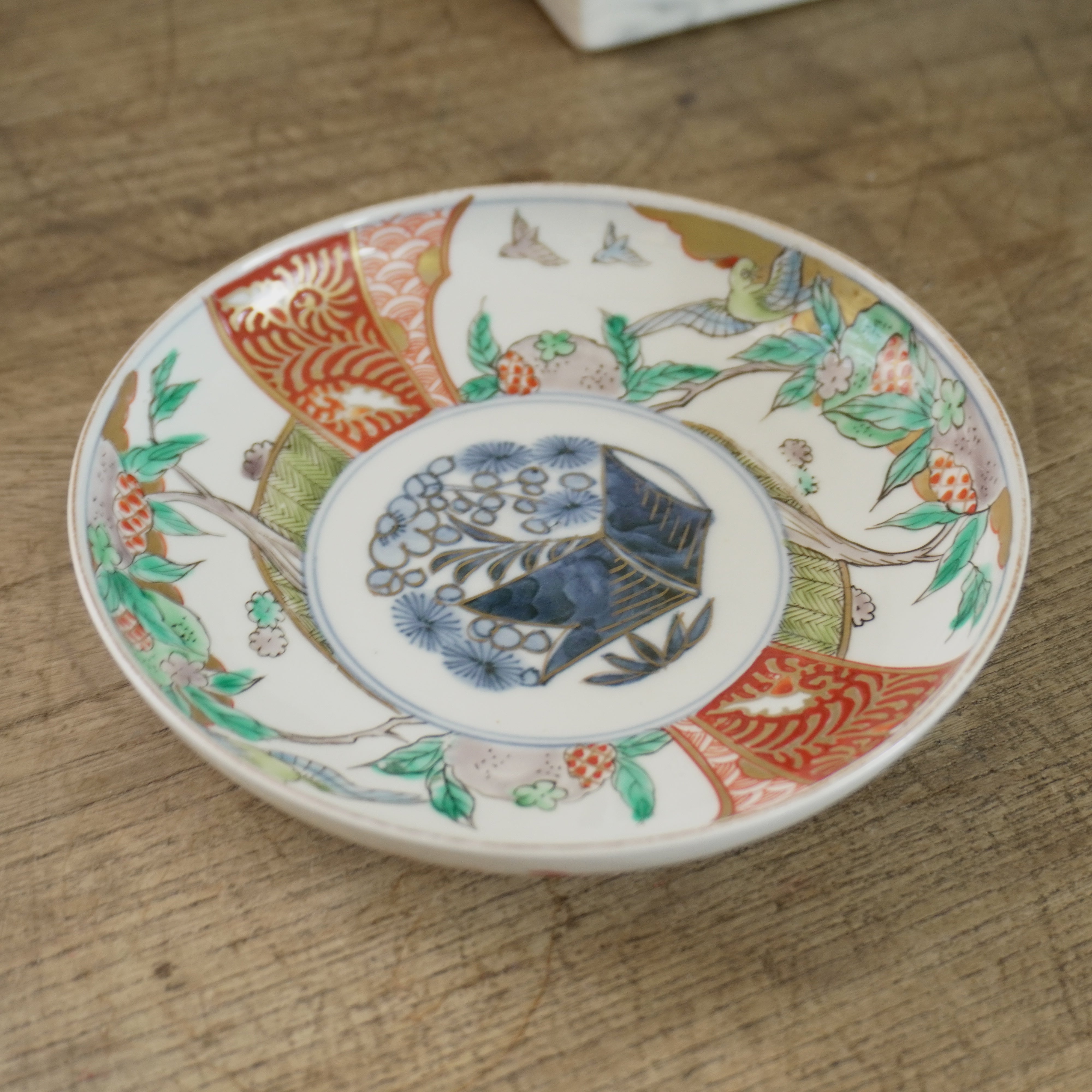古伊万里　色絵蝶花籠文様変形皿　５枚　舟形皿　裏千鳥文様　料理屋 古伊万里 色絵蝶花籠文様変形皿 5枚 舟形皿 裏千鳥文様 料理屋