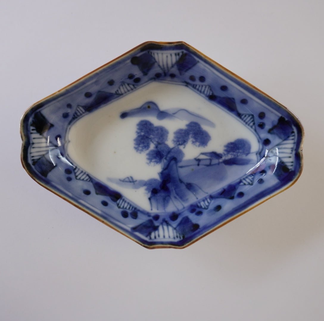 山水図菱形変形皿 - Kotto Shop