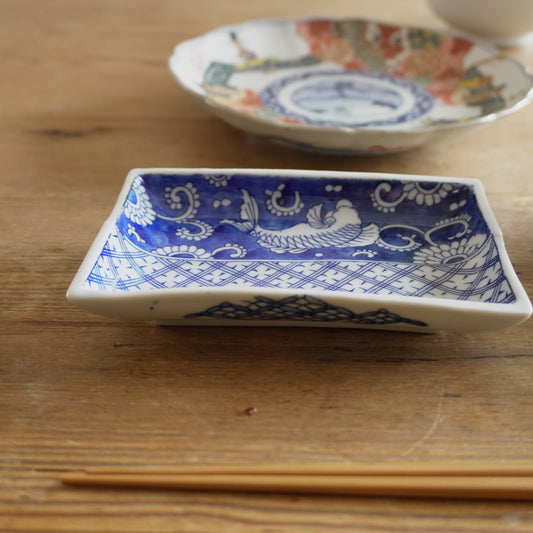 モダンなブルー染付長皿 - Kotto Shop