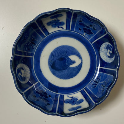 濃いブルーが映える、鶴亀なます皿 - Kotto Shop