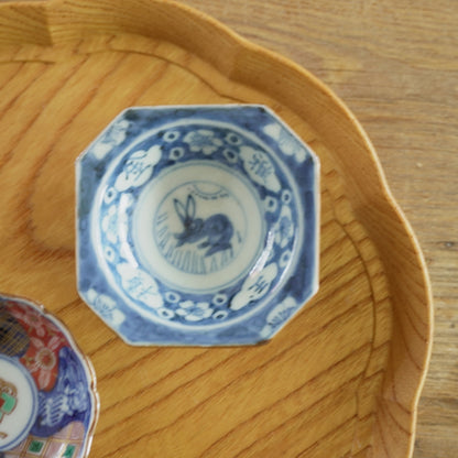 月夜のうさぎ　染付八角豆皿 - Kotto Shop