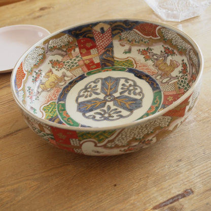 牡丹に獅子図華やか色絵大鉢 - Kotto Shop