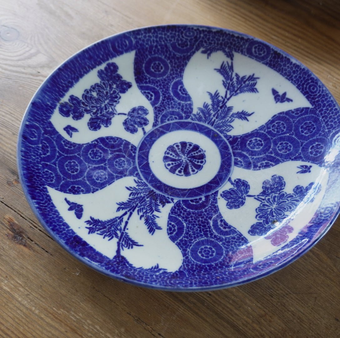 印判皿　約30センチ　2枚　大皿　鯉　印判手 印判皿 約30センチ 2枚 大皿 鯉 印判手