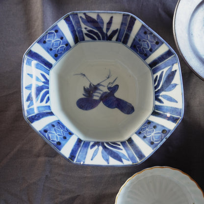 染付八角菖蒲と七宝中鉢 - Kotto Shop