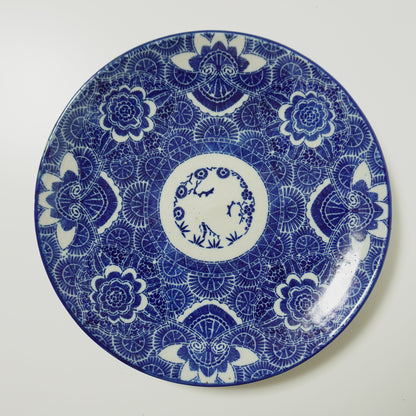 花咲く印判ベロ藍大皿 - Kotto Shop