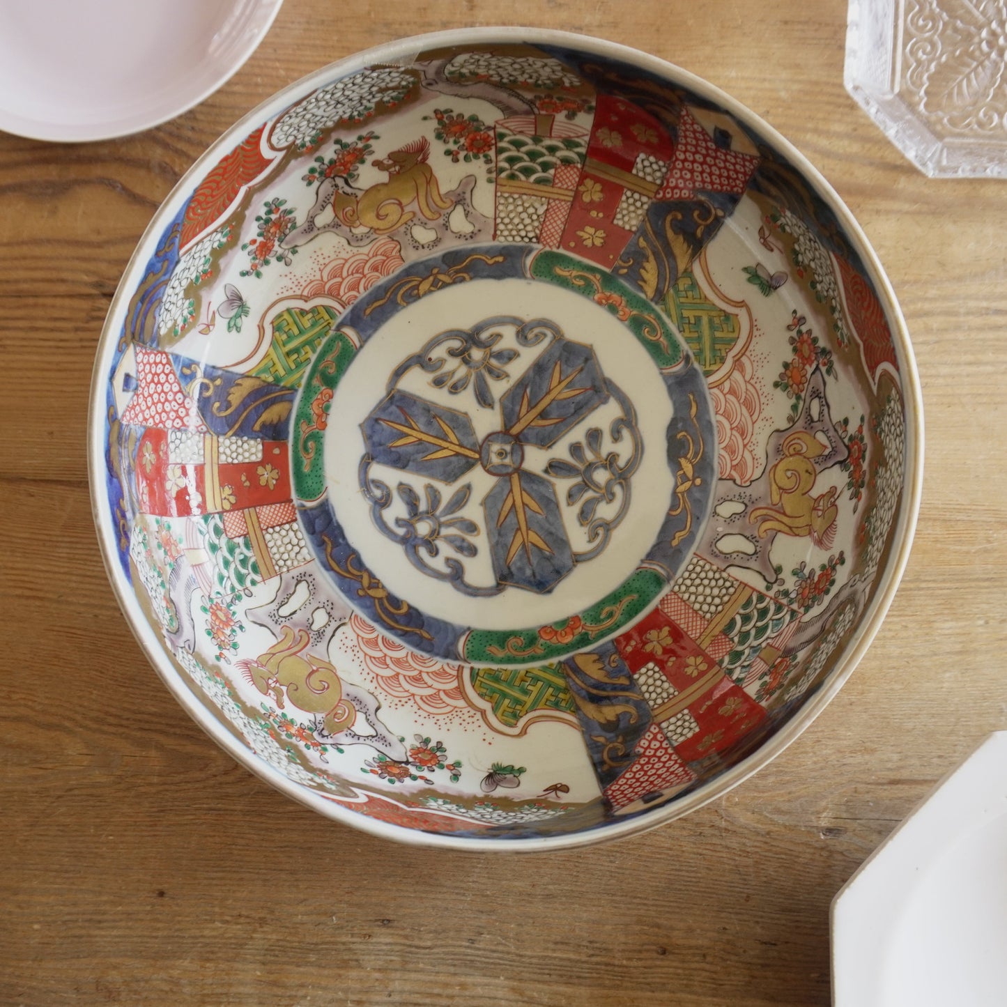 牡丹に獅子図華やか色絵大鉢 - Kotto Shop