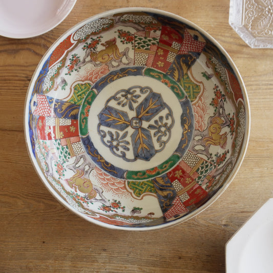 牡丹に獅子図華やか色絵大鉢 - Kotto Shop