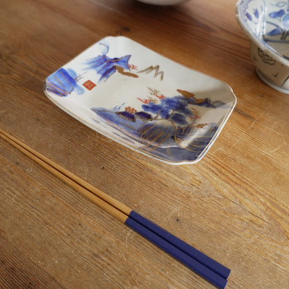 静かな山あいで金彩の美しい角皿 - Kotto Shop