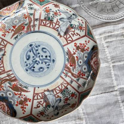 淡色鶴に竹梅図大皿 - Kotto Shop