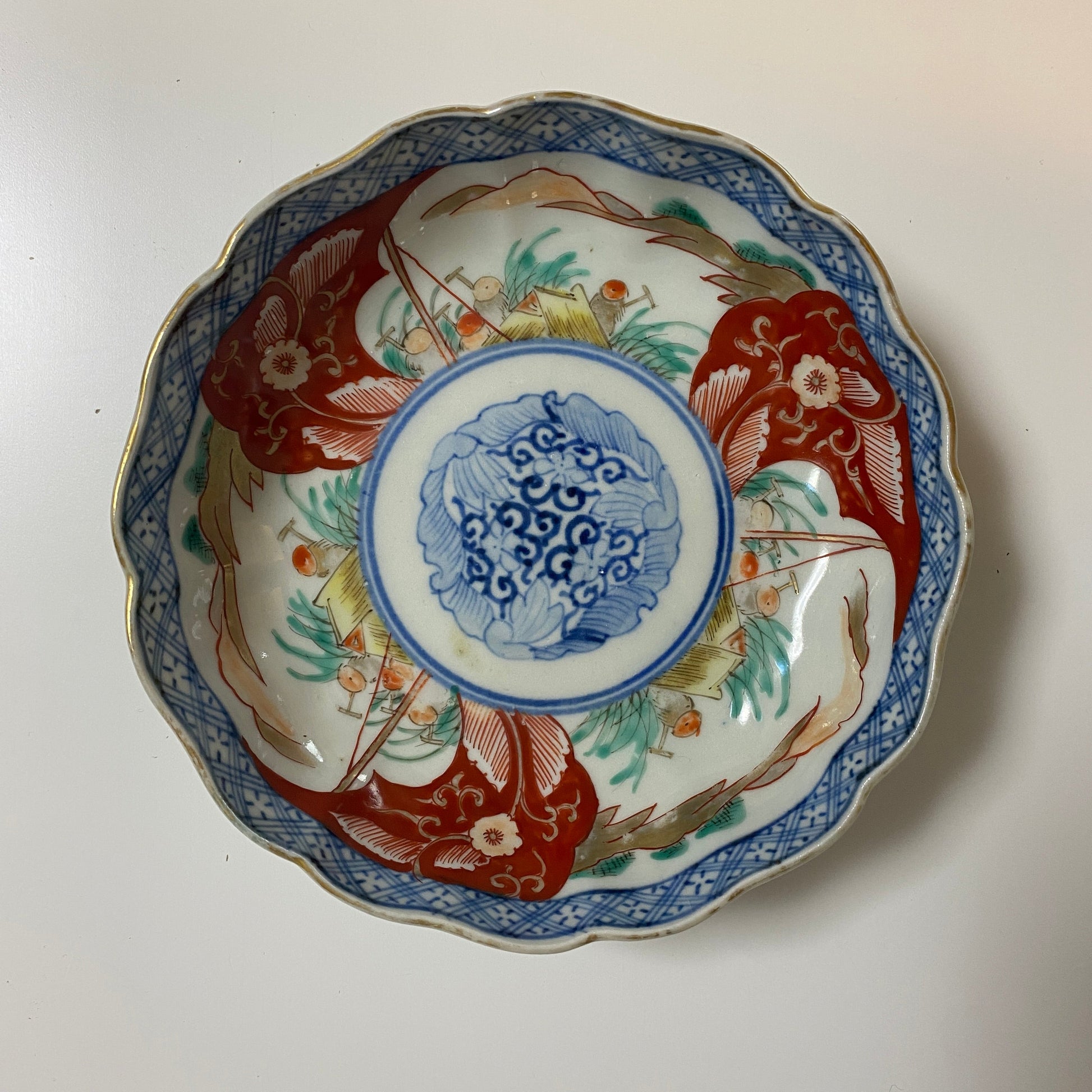 爽やかな赤絵と染付のなます皿 - Kotto Shop