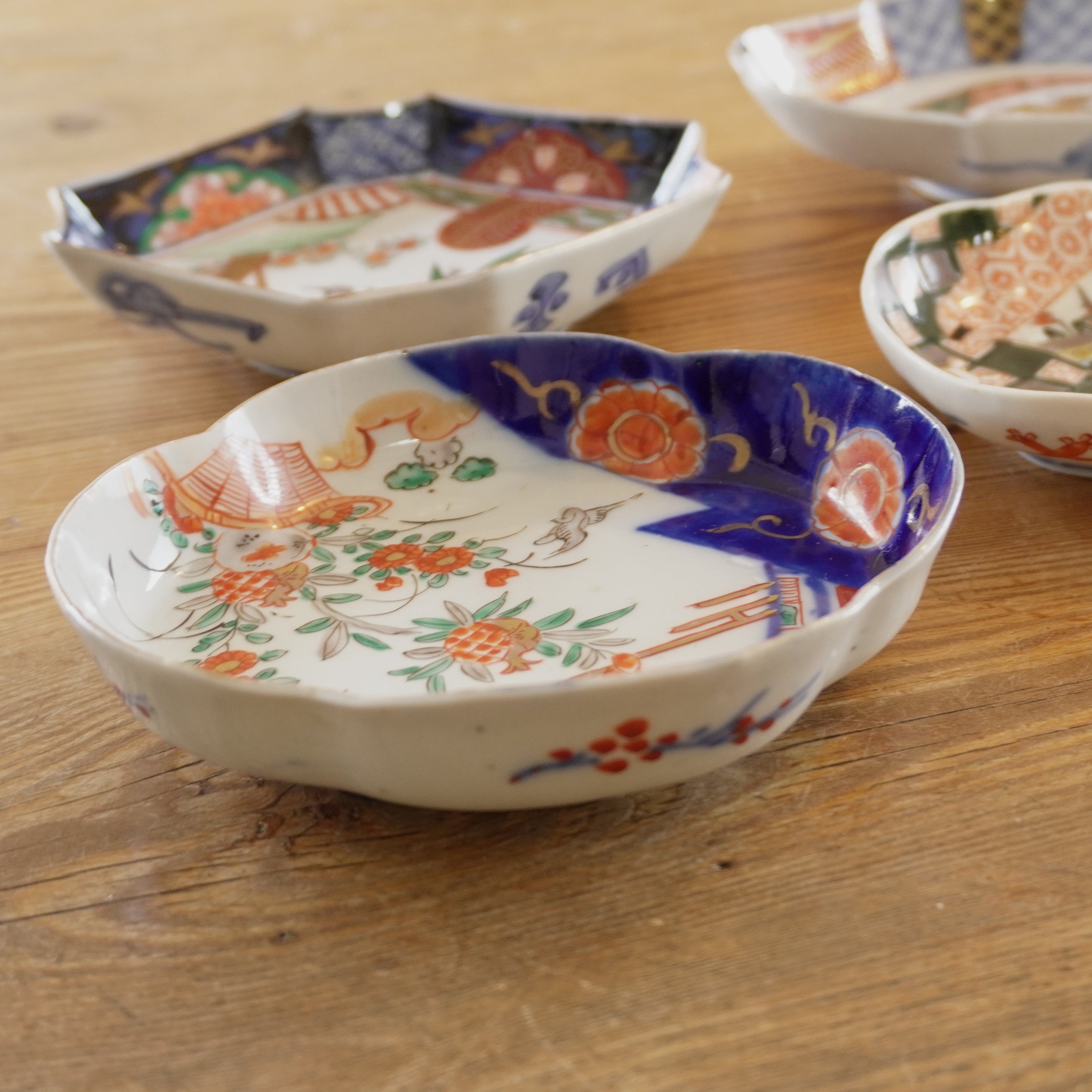 古伊万里扇面色絵皿　４枚　ですが　箱付き　R81-1 色絵 – Kotto Shop