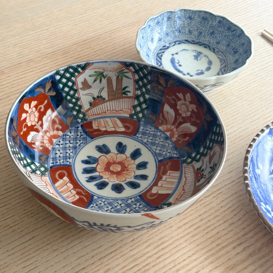 明治から伝わる藍と朱の色絵鉢 - Kotto Shop